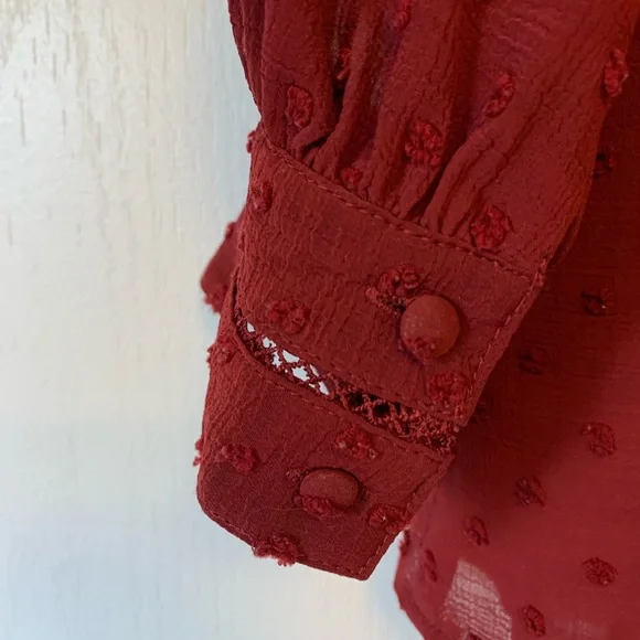 LOVE & ROSES Deep Red Blouse - Picture 3 of 5